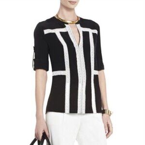 Bcbg Black Silk Long Sleeve Blouse